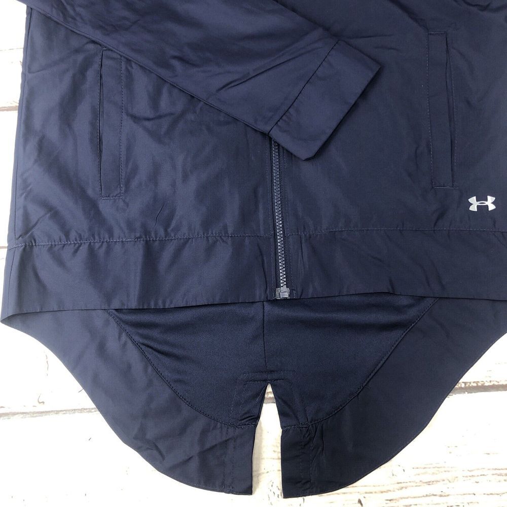 New Under Armour Jacket Mens Small Blue‎ Coldgear Run Loose Windbreaker Hooded - Picture 4 of 10